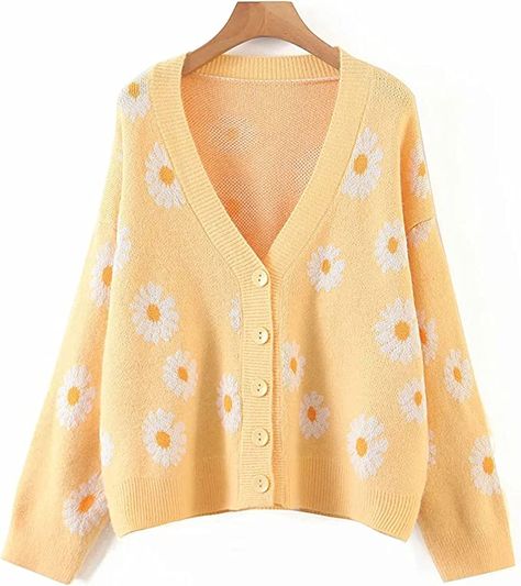 Kawaii Sweater, Flower Cardigan, Goth Outfit, Button Down Sweater, Retro Daisy, True Spring, Pull Oversize, High Road, Floral Cardigan