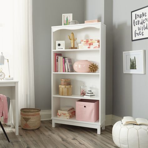 Sauder Storybook 4-Shelf Bookcase, Soft White Finish - Walmart.com - Walmart.com 4 Shelf Bookcase, White Bookcase, Large Shelves, Kids Bookcase, White Storage, Furniture Kids, Display Furniture, Girls Rooms