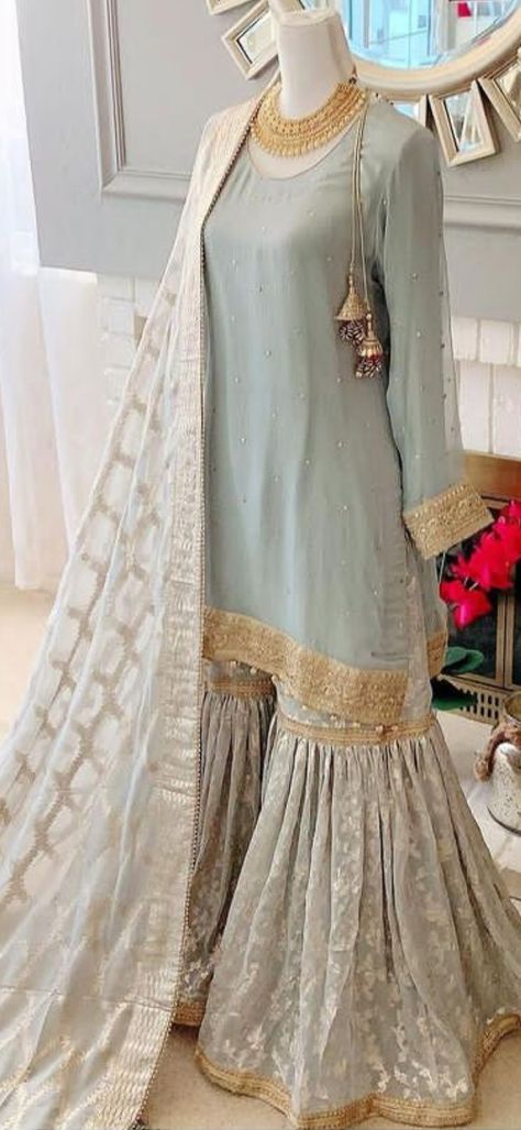 Nikkah Outfits For Bridesmaid, Nikkah Bridesmaid Dresses, Ice Blue Nikkah Dress, Nikkah Outfits For Sisters, Bridesmaid Nikkah Outfit, Light Blue Gharara, Nikkah Bridesmaid Outfit, Bridesmaid Gharara, Light Blue Pakistani Dress