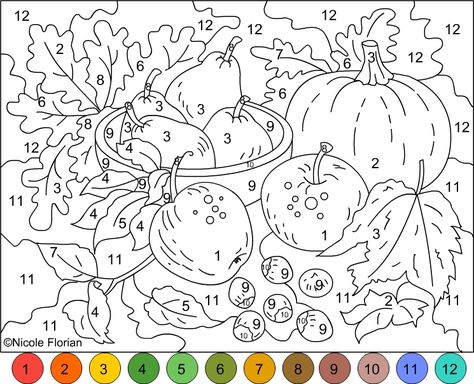 Nicole's Free Coloring Pages: COLOR BY NUMBER * AUTUMN COLORS Adult Color By Number, Color By Number Printable, Fall Coloring Pages, Color By Numbers, Color By Number, Coloring Pages To Print, Mandala Coloring Pages, Animal Coloring Pages, Halloween Coloring