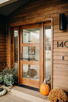 Natural Wood Front Door Modern, Custom Made Front Door, Front Door 3 Panel, Modern Wood Exterior Door, Contemporary Double Front Entry Doors, Wooden Front Doors Modern, Glass Front Door Ideas Modern, Interior Wood Doors Modern, Clear Front Door