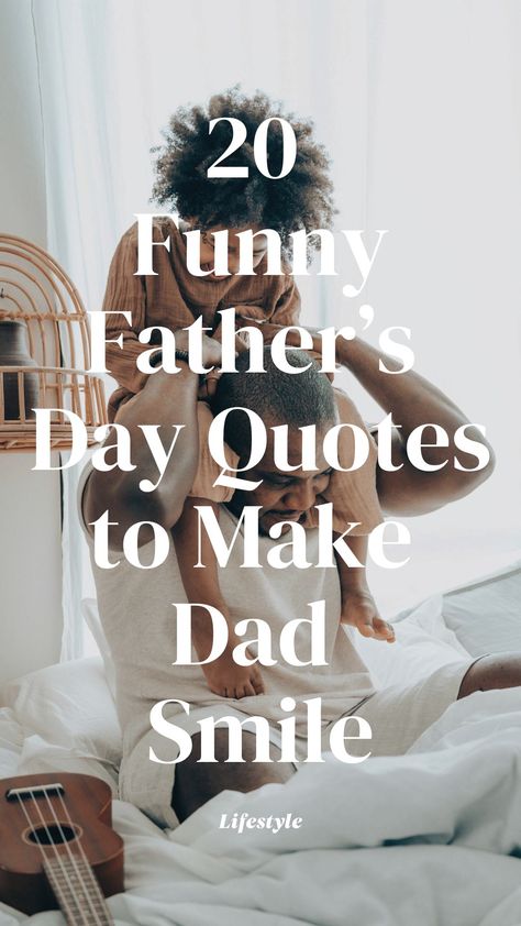 Discover 20 funny Father’s Day quotes guaranteed to bring a smile to dad’s face. From dad jokes to witty quips, celebrate with laughter and love! For Fathers Day Quotes, Father Funny Quotes, Dad Jokes Fathers Day, Funny Father In Law Quotes, Fathers Day Notes From Daughter Funny, Fathers Day Words Quotes, Father’s Day Memes Funny, Father’s Day Cute Quotes, Quote For Father's Day