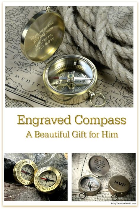 Engraved Compasses Brass Compass, Engraved Compass, A Compass, My Valentine, Be My Valentine, Compass, Mom And Dad, Valentine Day Gifts, Gifts For Him