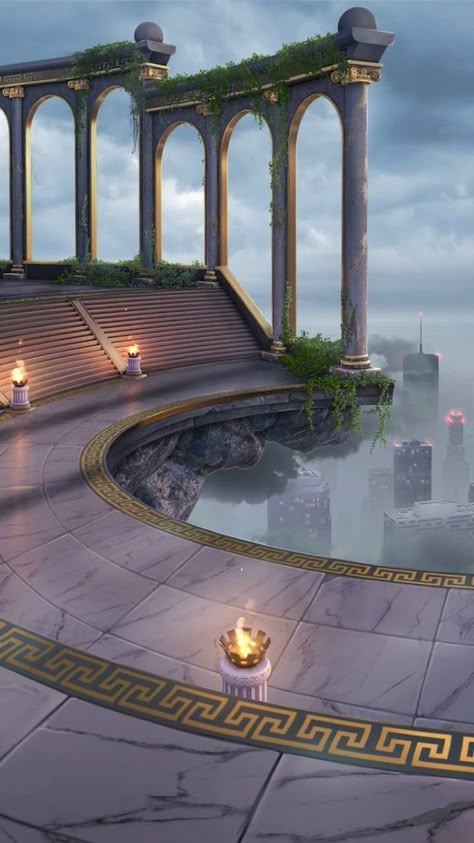 Greek Temple, Scenery Background, Fantasy Castle, Fantasy City, Fantasy Setting, Fantasy Places, The Titans, Fantasy Concept Art, Fantasy Inspiration