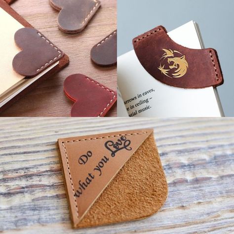 Wallet Diy, Leather Bookmark Diy, Leather Bookmark Ideas, Diy Leather Pen Holder, Diy Leather Stamp, Leather Key Holder Pattern, Leather Page Marker, Diy Leather Working, Leather Handbag Patterns