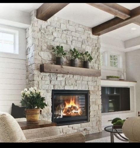 Cottage Fireplace, Fireplace Redo, House Interior Kitchen, House Interior Living Room, Brick Fireplace Makeover, House Interior Decor Ideas, House Interior Ideas, Farmhouse Fireplace, Living Room Decor Fireplace