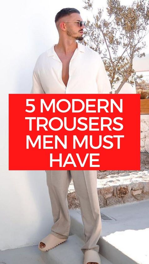 5 Modern Trousers Every Man Must Own Best Trousers For Men, Smart Trousers Outfit Mens, Tapered Pants Outfit Men, Pants Ideas Men, Formal Pants For Men Trousers, Style For Big Men, Mens Pants Fashion Trousers, Mens Trousers Fashion, Formal Trousers For Men