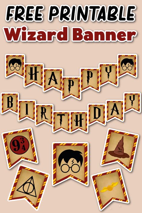 Harry Potter Birthday Party Printables, Harry Potter Party Banner, Harry Potter Birthday Banner Printable, Harry Potter Diy Birthday Decorations, Harry Potter Birthday Sign, Harry Potter Printables Free Birthday, Harry Potter Birthday Party Decorations Diy, Harry Potter Party Free Printables, Harry Potter Happy Birthday Banner