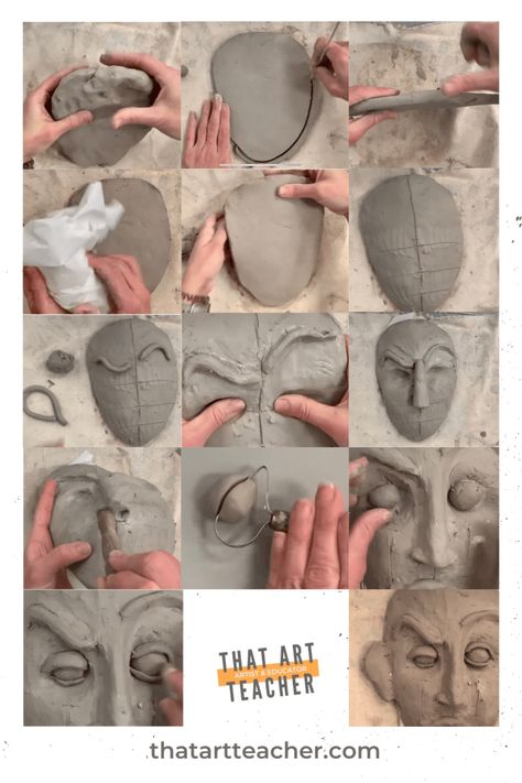 Clay Facial Expressions, Clay School Projects, Beginner Clay Sculpting Ideas, Clay Sculpture Art Project Ideas, Beginner Sculpting Projects, Ap Ceramics Projects, Clay Figure Tutorials, Air Dry Clay Faces, Clay Projects For High School Ceramics