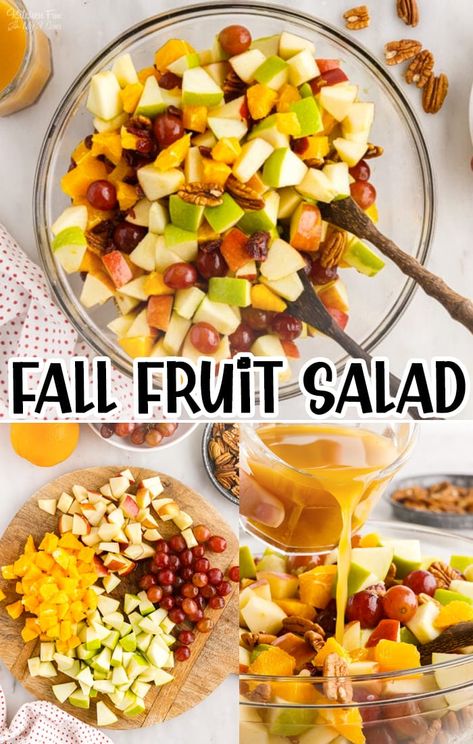 Fall Fruit Salad Fall Fruit Salad, Thanksgiving Fruit, Easy Fruit Salad Recipes, Fall Fruit, Thanksgiving Side Dish, Fruit Salad Easy, Apple Spice, Apple Pie Spice, Fall Fruits