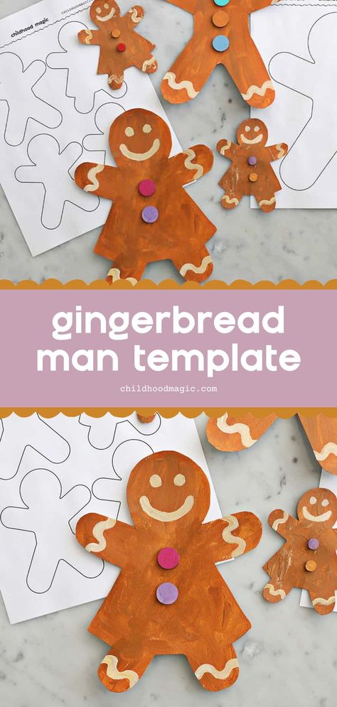 Gingerbread Man Template - Free Printable - Childhood Magic Gingerbread Man Printable, Gingerbread Man Crafts For Preschoolers, Ginger Bread Crafts, Gingerbread Template, Gingerbread Template Free Printable, Gingerbread Man Puppets Free Printable, Gingerbread Man Designs, Gingerbread Man Template Free Printable, Ginger Bread Man Template Free Printable