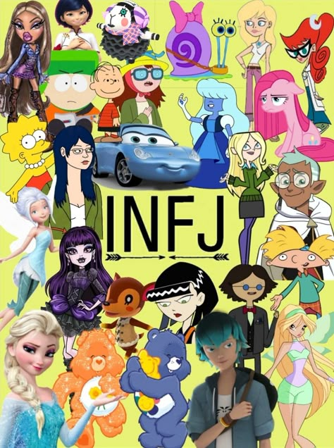 A bunch of cartoon/animated characters with the infj personality type. #infj #INFJ #pdb #PDB #cartoon #characters #personalitytype #advocate Mbti Cartoon Characters, Drawing Bases Hair, Infj Cartoons Character, Infj Aesthetics, Infp Characters, Infj Art, Infj Core, Infj Characters, Pony Ocs