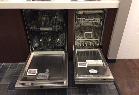 We compare and rate 18 inch dishwashers from GE Monogram, Frigidaire, Miele and Bosch.  The best 18 inch dishwasher value is Frigidaire, but Bosch Apartment Size Dishwasher, Narrow Dishwasher, Dishwasher Ideas, Small Kitchen Makeover, Small Dishwasher, Compact Dishwasher, Kitchen Appliance Storage, Best Dishwasher, Narrow Kitchen