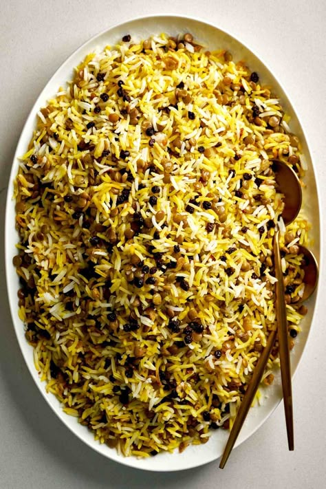 Persian Spices, Lentil Rice Recipe, Persian Rice Recipe Basmati, Persian Lentil Rice, Loobia Polo, Adas Polo, Lebanese Lentils And Rice Recipe, Zereshk Polo, Sabzi Polo