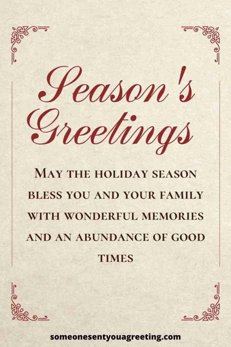 Wish someone a happy holidays and Season's Greetings with these Sason's Greetings messages and wishes for friends, family and more | #holidays #christmas #xmas #greetings Compliments Of The Season Wishes, Happy Holiday Greetings, Compliments Of The Season Greetings, Seasonal Greetings Card, Happy Holidays Quotes Inspiration, Season Greetings Quotes, Christmas Greetings Messages Families, Happy Merry Christmas Wishes, Seasons Greetings Design