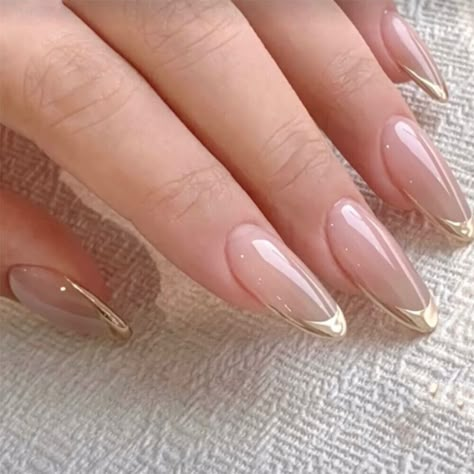 Gold Edge French False Nail Short Almond Press on Nails for Nail Art Decor 24pcs Nail Education, Nail Salon Supplies, Almond Press On Nails, Formal Nails, Nagel Tips, French Nail Art, Nail Remover, Almond Nail, Nail Forms