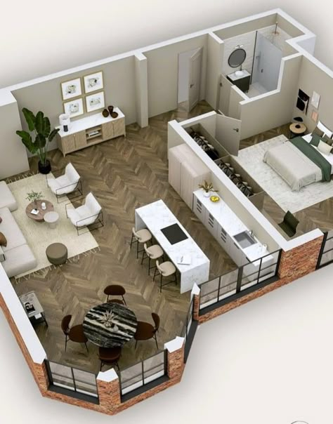 Sims Freeplay Houses, Sims 4 House Building, Sims 4 House Plans, House Floor Design, Small Apartment Design, Sims 4 House Design, Casas The Sims 4, Sims Houses, Sims Builds