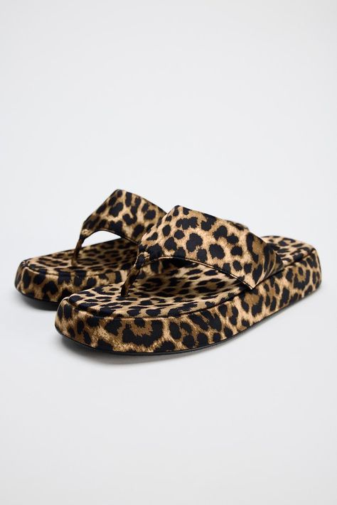 ANIMAL PRINT FLATFORM SANDALS - Leopard | ZARA United Kingdom Fashion Vision Board, Urban Shoes, Evening Suit, 2024 Wishlist, Leopard Sandals, Beauty Gift Card, Animal Print Fabric, Wardrobe Wishlist, Coat Shoes