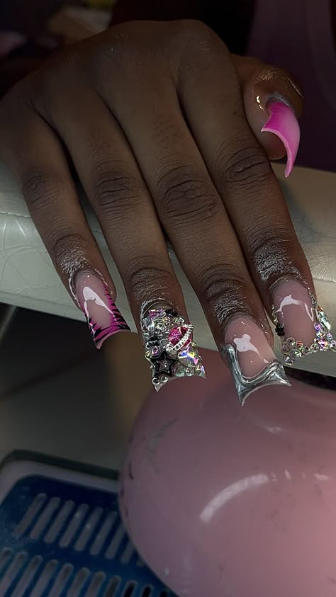 Junk Nails, Duck Nails, Hard Nails, Girly Acrylic, Colored Acrylic Nails, Colored Acrylic, Girly Acrylic Nails, Acrylic Nails Designs, Glow Nails