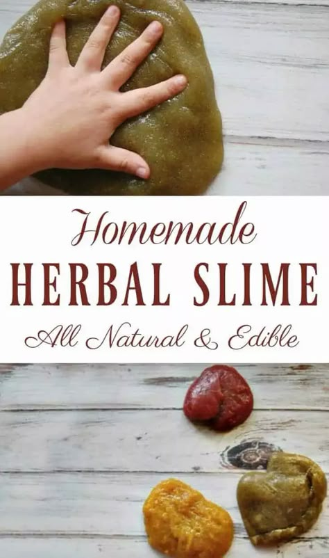 Homemade Herbal Slime - The Pistachio Project Herbal Diy, Natural Crafts, Messy Crafts, Natural Kids, Homemade Slime, Nature School, Natural Parenting, Slime Recipe, Baby Activities