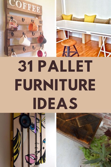 The best DIY pallet furniture ideas to give you inspiration for your own pallet furniture project. Using pallets to create furniture saves you money and saves the environment by recycling unwanted materials. #palletfurniture #ideas #diypallet #palletproject #upcyclingpallets Timber Pallet Ideas, Ideas For Pallets Home Decor, Crafts To Make With Pallet Wood, Woodworking Pallet Projects, Small Pallet Wood Projects Ideas, Used Pallet Ideas, Diy Pallet Board Projects, Wood Pallet Storage Ideas, Wood Pallet Projects Diy Furniture Ideas