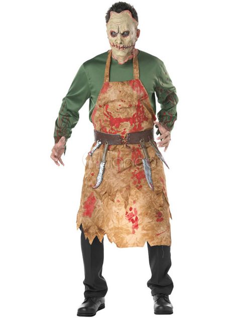 Men's Halloween Costume Brown Scary Costume Set On 4 Pieces Halloween #Costume, #Halloween, #Men Butcher Costume, Costume Zombie, Zombie Cosplay, Chef Costume, Crop Top Suit, Mascaras Halloween, Horror Costume, Batman Cosplay, Hallowen Costume