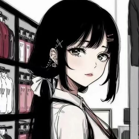 Anime Show, Y2k Profile Picture, Anime Black Hair, 5 Anime, Anime Monochrome, Digital Art Anime, Anime Profile, Cartoon Profile Pics, Cute Profile Pictures