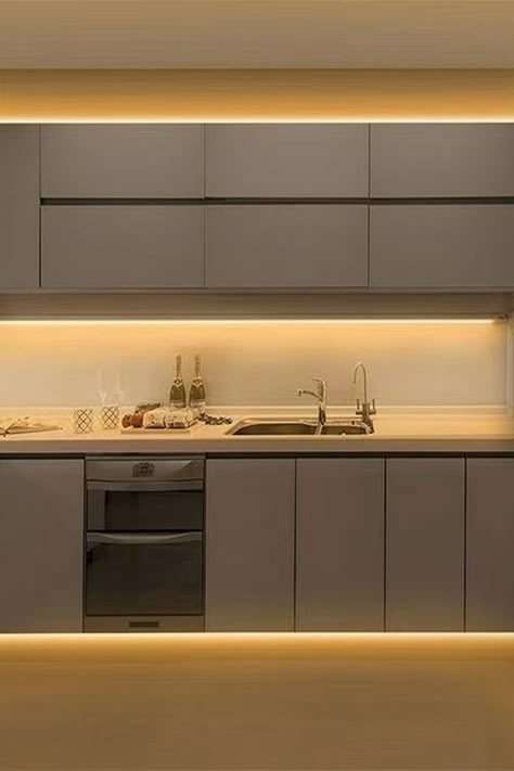 Led profile for Cabinet Light aluminum profile led strip light #ledprofile #ledlight #ledstripchannel #ledlighting Kitchen Profile Light, Aluminum Kitchen Cabinets, Light Kitchen Cabinets, Profile Light, Minimal Kitchen Design, Led Aluminum Profile, Aluminium Kitchen, Led Cabinet Lighting, Minimal Kitchen