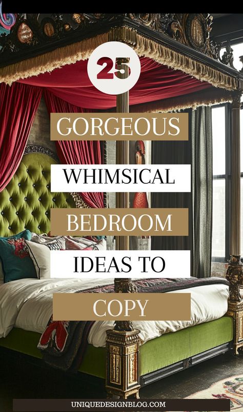 Create a Magical Bedroom Aesthetic with these enchanting Fantasy Bedroom Ideas. Transform your space into a dreamy fairytale retreat that brings charm and magic into every corner! Lush Master Bedrooms, Hobbit Bedroom Ideas, Gorgeous Bedrooms Luxury, Fairytale Room Aesthetic, Fairytale Bedroom Ideas For Adults, Bathroom Inspiration Bohemian, Dreamy Bedrooms Aesthetic, Fantasy Bedroom Aesthetic, Whimsical Bedroom Adult