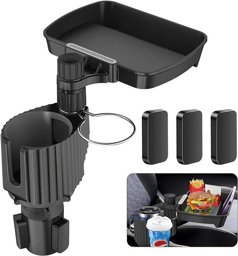 4-in-1 Detachable Tray Table with Phone Holder, Dual Cup Holder Compatible with Yeti/Hydro Flask & More ! A Road Trip Essential Car Accessorie #ad Car Food, Car Table, Trip Essentials, Office Coffee, Road Trip Essentials, Hydro Flask, Car Gadgets, Automotive Accessories, Drink Holder