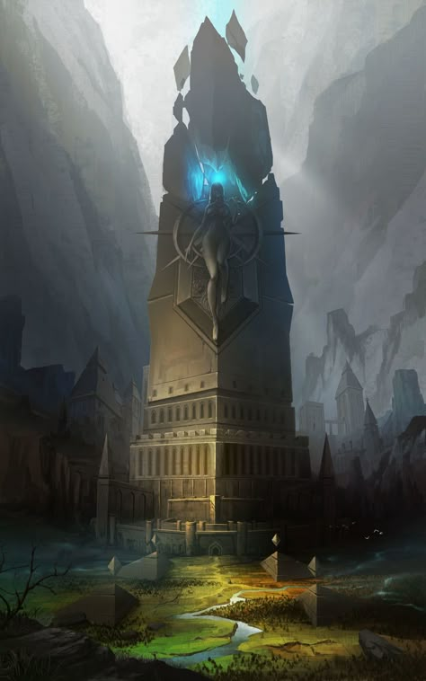 Tower of the goddess Fantasy Locations, Fantasy Settings, Graphisches Design, Fantasy Worlds, Fantasy City, Fantasy Setting, Landscape Designs, Fantasy Places, Fantasy Art Landscapes