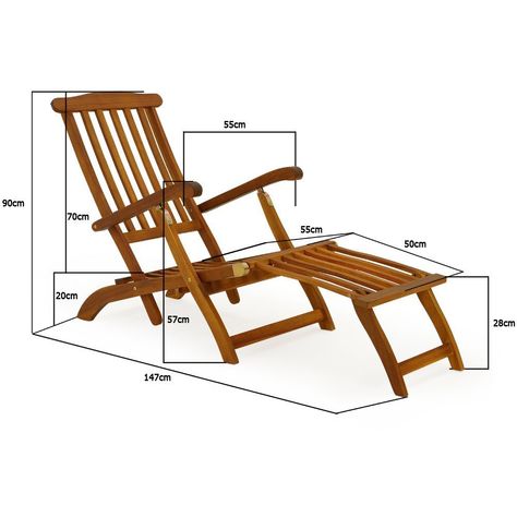 Garden Lounger Sun Lounger Wooden Outdoor Recliner Queen Mary Longchair Acacia Deck Chair Sunbed: Amazon.co.uk: Garden & Outdoors Wooden Chair Plans, Wooden Patio Furniture, Rocking Chair Plans, Wooden Lounge Chair, Wooden Patio, Chair Woodworking Plans, Carved Chairs, Foldable Furniture, Chair Design Wooden