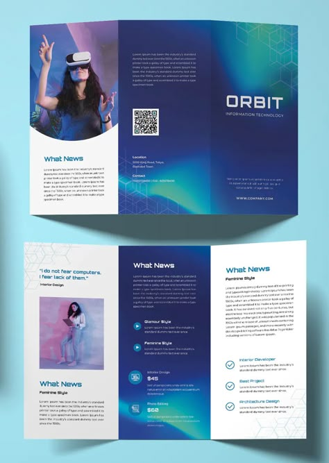 Technology Trifold Brochure Template INDD Tech Company Brochure Design, Product Pamphlet Design, Modern Trifold Brochure Design, Hospital Brochure Design, Tech Brochure Design, Product Flyer Design Layout, Trifold Brochure Design Creative, Technology Brochure Design, Tech Brochure