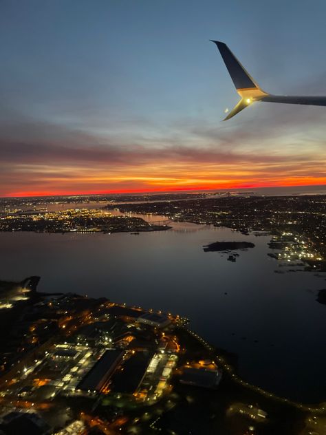 Sunrise airplane Sunrise Flight, Sunset Flight, City Pics, Airplane Window View, Plane Flight, Airport Aesthetic, Catch Flights, Career Vision Board, Airplane Window