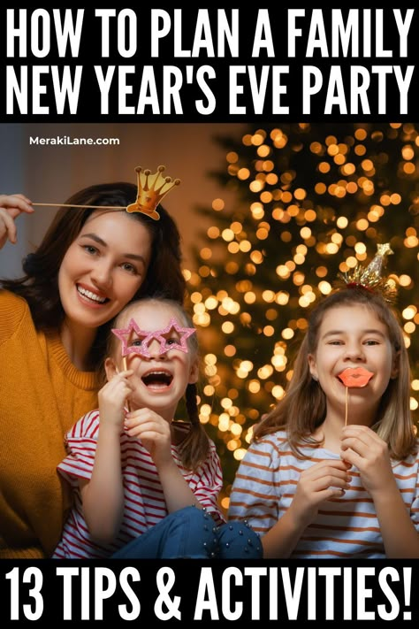 8 Fun and Easy New Years Eve Party Ideas for Families | We all have our own family Christmas traditions, but what about NYE? While the night may look a different once kids enter the picture, there are tons of things you can do to make it special and memorable. Whether you keep it small or invite friends and family, you can go all in with a specific theme and special foods and activities, or you can keep it simple with a family game night. Click for our best tips and ideas to inspire you! Nye Kids Party Ideas Families, Nye Activities, Nye Traditions, New Years With Kids, Family New Years Eve, New Years Eve Traditions, Ideas For New Year, Tradition Ideas, Kids New Years Eve