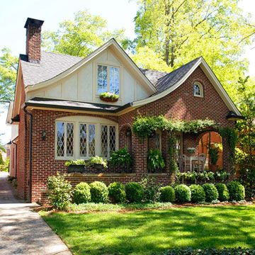 Brick Tudor Style Cottage...That's exactly the style of house I want one day :)  Preferably nestled in a historic neighborhood with lots of stately old trees <3 Tudor Homes, Brick Siding, Tudor Cottage, Tudor Style Homes, Lots Of Windows, Casas Coloniales, Brick Exterior House, Tudor House, Tudor Style