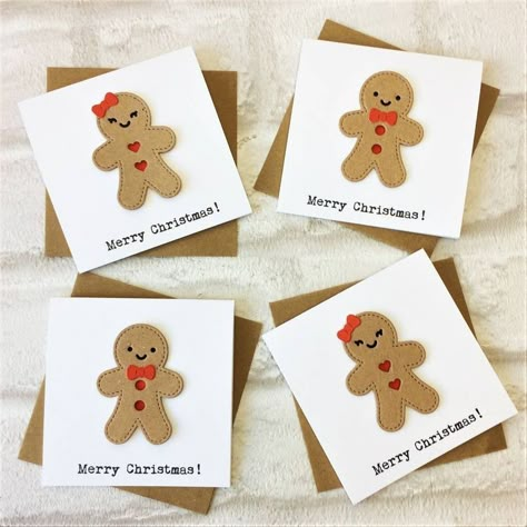 Christmas Cards Handmade Kids, Gingerbread Woman, 3d Gingerbread, Gingerbread Cards, Gingerbread People, Christmas Cards Kids, Simple Christmas Cards, Christmas Sentiments, Christmas Card Art