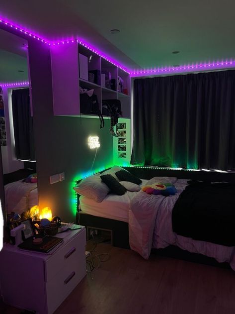 Led Lights For Bedroom, Led Room, Hypebeast Room, Teens Room, Bedroom Redesign, Luxury Room Bedroom, Classy Bedroom, Chill Room, Lights For Bedroom