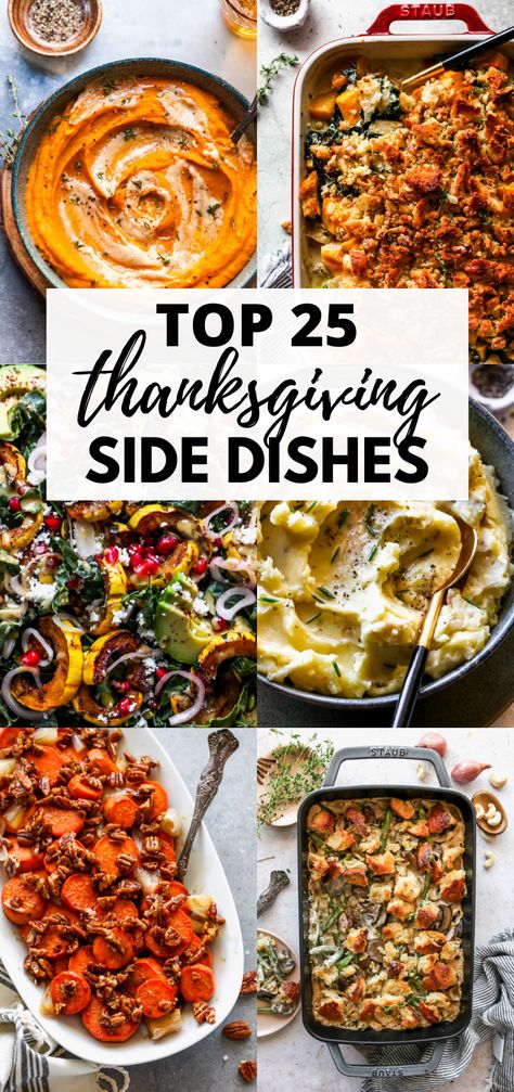 Whether you're seeking classic Thanksgiving dinner recipes or something new and exciting, you're sure to love one (or more!) of these 25 Thanksgiving side dishes. #thanksgiving #thanksgivingsidedish #sidedishes #vegetablesidedish via @https://www.pinterest.com/jamievespa/ Easy Weeknight Sides, Best Healthy Thanksgiving Side Dishes, Thanksgiving Unique Side Dishes, Thanksgiving Dinner Must Haves, Salads Recipes For Thanksgiving Dinner, What To Bring For Thanksgiving Dinner, Sides Dishes Thanksgiving, Top Thanksgiving Side Dishes, Must Have Thanksgiving Dishes