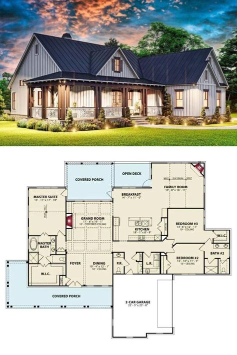 Cottage Floor Plan, Timber Posts, Exposed Rafters, Cottage House Plan, Garage Floor Plans, Board And Batten Siding, House Plans Ideas, Harbor House, Garage House Plans