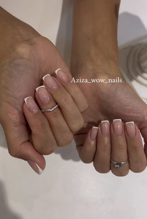 White Tip Nails, French Manicure Nails, Minimal Nails, Work Nails, French Tip Acrylic Nails, Casual Nails, Short Square Acrylic Nails, Neutral Nails, Square Acrylic Nails