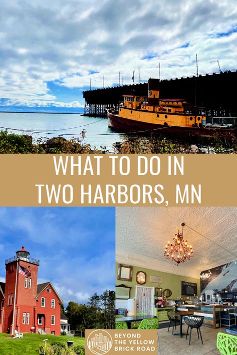 Don't miss Two Harbors, a fun small town on Minnesota's North Shore of Lake Superior. With lighthouses, hikes, boutiques, and some of the best coffee on the shore, it's easy to fill your day in Two Harbors. Two Harbors Minnesota, Rustic Inn, Two Harbors Mn, Split Rock Lighthouse, From Sea To Shining Sea, Two Harbors, Grand Marais, Scenic Railroads, Northern Minnesota