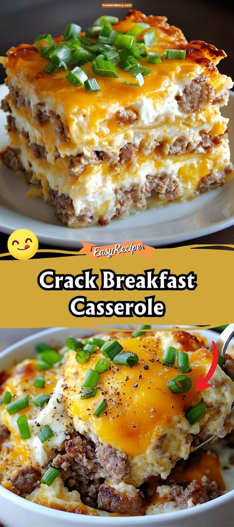 Start your morning with Crack Breakfast Casserole, loaded with eggs, cheese, bacon, and hash browns. Named for its addictive quality, this casserole is perfect for holiday mornings or brunch gatherings, ensuring everyone starts the day with a satisfying meal. #BreakfastCasserole #HeartyBreakfast #BrunchIdeas Hashbrown Breakfast Casserole Cozy Cook, Easy Breakfast Bake Casseroles, Breakfast Recipes Using Hashbrowns, Breakfast Ideas For Week, Cowboy Breakfast Sliders, Breakfast For Dinner Casserole, Breakfast For Supper Ideas Dinners, Breakfast Get Together Ideas, Breakfast Tortilla Casserole