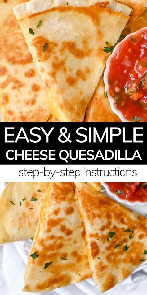 Keto Cheese Quesadilla, Pan Fried Quesadilla, How To Make Casadillas, Cheesy Quesadilla Recipes, Garlic Cheese Quesadilla, Air Fried Quesadilla, Air Fryer Casadilla, Easy Simple Food Ideas, Ham And Cheese Quesadilla Recipes