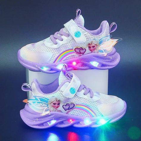 Birthday Presents For Girls, Light Girls, Light Up Sneakers, Spring Girl, Light Up Shoes, Toddler Girl Shoes, Princess Shoes, Disney Kids, Purple Leather