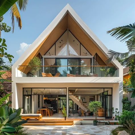 Tropical Rest House, Bali Inspired Home, Bali Ideas, Cabin Resort, Bali Architecture, Tropical Villa, Space Optimization, Exterior Wall Tiles, Simple Building