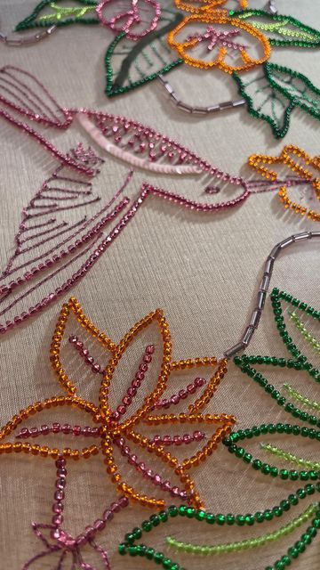 Tambour Bead Embroidery, Beading Techniques Fabric, Cute Bead Embroidery, Beading Tutorials On Fabric, Tambour Embroidery For Beginners, Tambour Embroidery Dress, How To Do Beaded Embroidery, Tambour Embroidery Design, Embroidery With Beads On Clothes