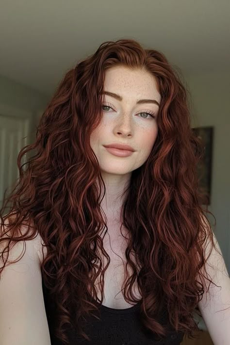 Curly Hair Red Highlights, Zicxa Photos, Κούρεμα Bob, Boho Waves, Canadian Women, Red Curly Hair, Red Hair Inspo, Dark Red Hair, Ginger Hair Color