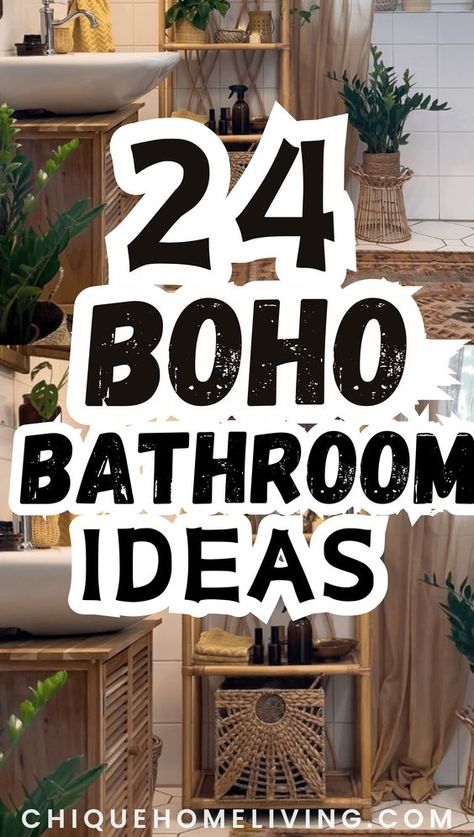 Check out these 24 Stunning Ideas! Infuse your bathing sanctuary with free-spirited vibes and eclectic charm that capture the essence of bohemian style. Sage Boho Bathroom, Bathroom Sanctuary Ideas, Mexico Bathroom Ideas, Bad Boho Style, Desert Theme Bathroom, Bohemian Bathroom Decor Ideas, Boho Powder Room Ideas, Boho Master Bath, Bathroom Ideas Bohemian