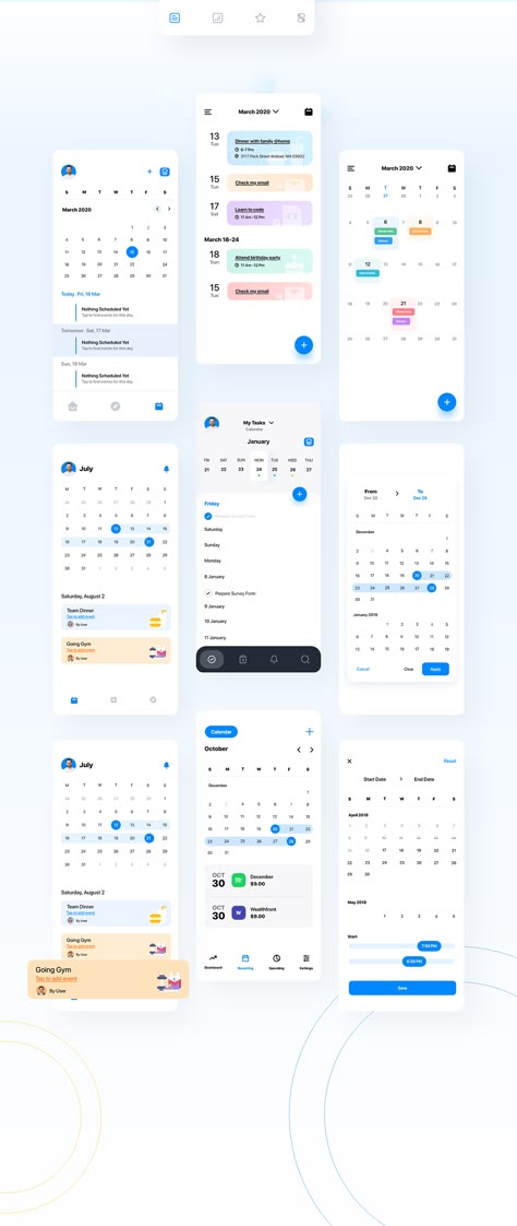 Calendars Ui Screens on Behance Calender Ui, Desain Ux, Application Ui Design, To Do App, Web Design Mobile, Ui Ux 디자인, App Ideas, Mobile App Design Inspiration, Calendar App